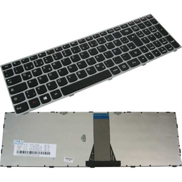 Trade-shop - Original qwertz Tastatur Deutsch mit silbernem Rahmen für Lenovo Ideapad 300-15ISK 300-17ISK 300-17isk 300-17isk 300-17ISK 305-15