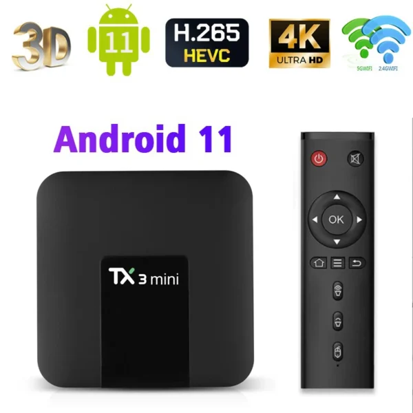 Tx3mini smart tv box android 11.0 2023 UHD HDR10 4K H.265 Amlogic S905 5G WIFi iptv Set- top box