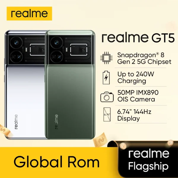 Unlocked Original Global ROM realme GT 5 5G Smartphone Snapdragon 8 Gen2 50MP IMX890 OIS 6.74" 144Hz