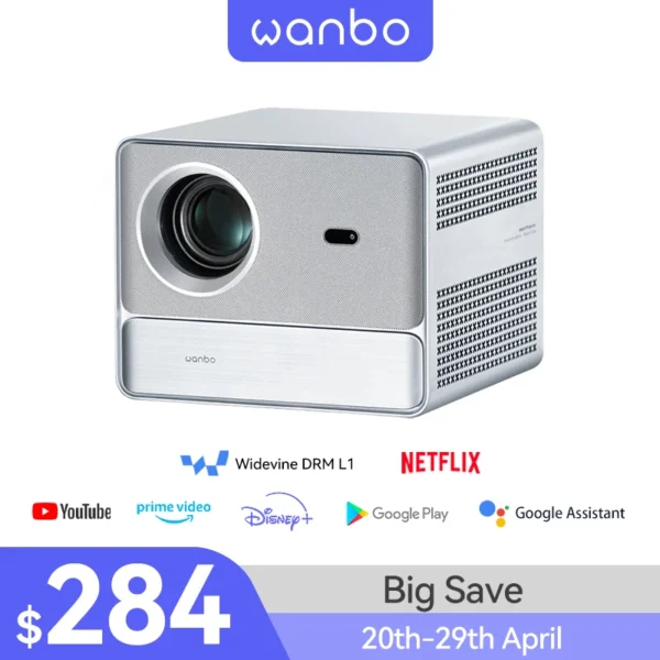 Wanbo-Projetor Portátil Bluetooth Cinema em Casa Auto Foco 5G WiFi Google DaVinci 1 Pro