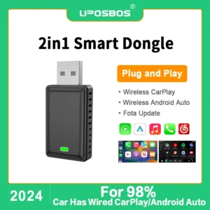 Wireless Carplay Adapter Android Auto 2in1 Smart Dongle Plug and Play Fota Update 5G WIFI For Audi