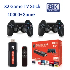 X2 Jogo Vara HD 8K Caixa Retro 64GB Dual WiFi 2.4G 5G 10000 Android 12 Q9 TV Caixa Para FC SFC