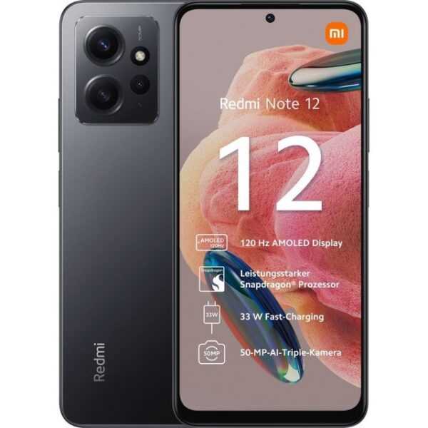 Xiaomi Redmi Note 12 64 GB / 4 GB - Smartphone - onyx gray Smartphone (6,7 Zoll, 64 GB Speicherplatz)