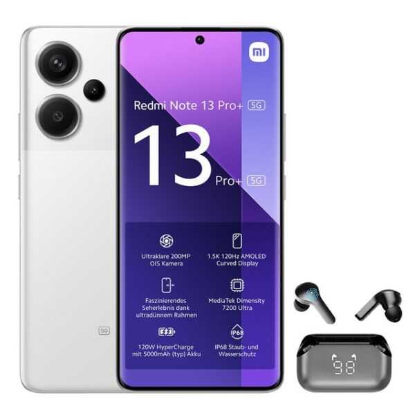 Xiaomi Redmi Note 13 Pro+ 5G 8+256GB Smartphone & Bluetooth Kopfhörer Handy (6.67 Zoll, 256 GB Speicherplatz, 200 MP Kamera)