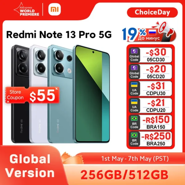 Xiaomi-Smartphone Redmi Note 13 Pro 5G Snapdragon 7s Gen 2 Câmera 200MP OIS Carregamento Turbo