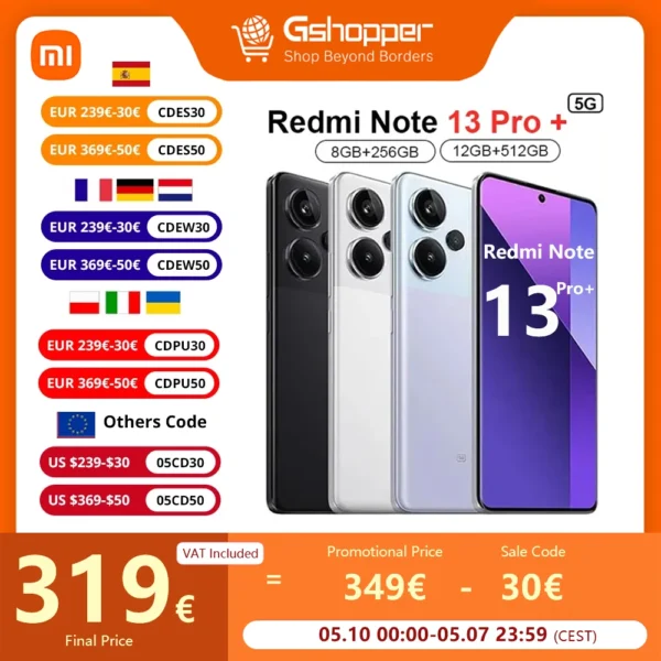 Xiaomi-Smartphone Redmi Note 13 Pro Plus Versão Global 5G HiperCarga 120W Dimensidade MediaTek