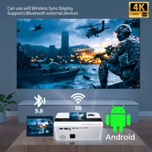 YERSIDA Projector Android H6 1+8G Full HD Native 1080P 900ANSI 4K Supported WIFI 5G BT5.0 Home