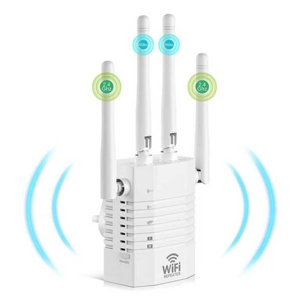 yozhiqu Vier-Antennen-1200M-Dualband-5G-Signalnetzwerk-Repeater WLAN-Repeater, drahtloser WIFI-Signalverstärker, Ein-Klick-WPS-Fernnetzwerk-Extender