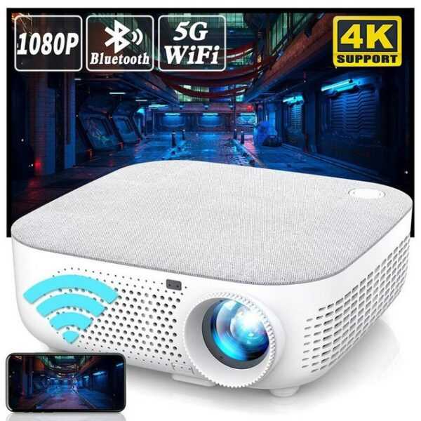 yozhiqu tragbarer 1080P-High-Definition-LED-Projektor Heimkino-Entertainment Beamer (5G WiFi Bluetooth Android 9.0 Projektor 4K HD Heimkino 8500 Lumen HDMl)